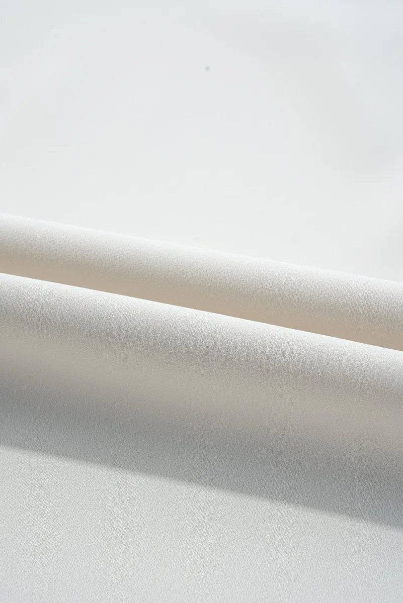 White Scalloped V Neckline Lace Hollowed Lantern Sleeve Blouse - Love Salve